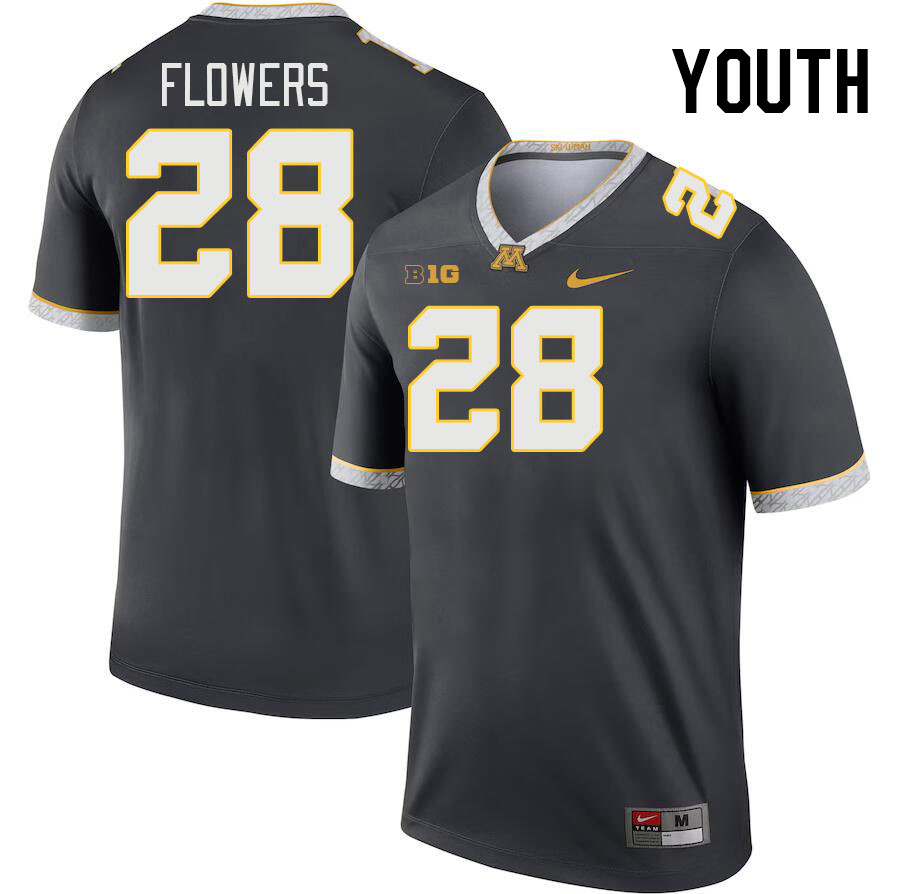 Youth #28 Chris Flowers Minnesota Golden Gophers College Football Jerseys Stitched-Charcoal